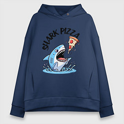 Толстовка оверсайз женская Shark pizza - ai art fantasy, цвет: тёмно-синий