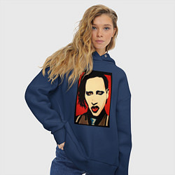 Толстовка оверсайз женская Marilyn Manson face, цвет: тёмно-синий — фото 2