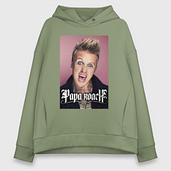 Толстовка оверсайз женская Papa Roach - Jacoby Shaddix, цвет: авокадо