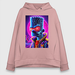 Толстовка оверсайз женская Cool Bart Simpson - neon glow, цвет: пыльно-розовый