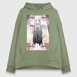 Толстовка оверсайз женская Эта фарфоровая кукла влюбилась, цвет: авокадо