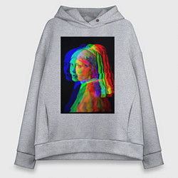 Женское худи оверсайз Девушка с жемчужной серёжкой с глюками