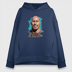 Женское худи оверсайз Карикатурный портрет Дуэйна Джонсона