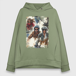 Женское худи оверсайз Мотокросс -акварель