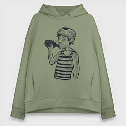 Толстовка оверсайз женская Алкаш, цвет: авокадо