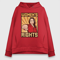 Толстовка оверсайз женская Права женщин, цвет: красный