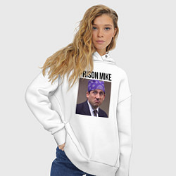 Толстовка оверсайз женская Prison mike Michael Scott - офис, цвет: белый — фото 2