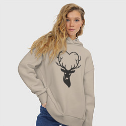 Толстовка оверсайз женская Love deer, цвет: миндальный — фото 2