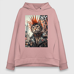 Женское худи оверсайз Котяра панк из Нью-Йорка - нейросеть