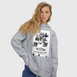 Толстовка оверсайз женская Porsche автомобиль, цвет: меланж — фото 2