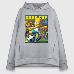 Толстовка оверсайз женская Euro cup - Bart Simpson, цвет: меланж