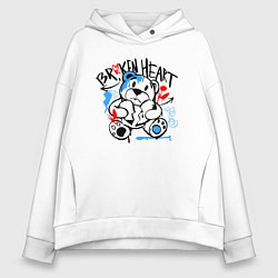 Женское худи оверсайз Разбитое сердце и медведь