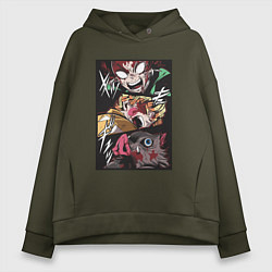 Женское худи оверсайз Тандзиро Зеницу Инозука манга Клинок рассекающий д