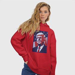 Толстовка оверсайз женская Дональд Трамп, цвет: красный — фото 2