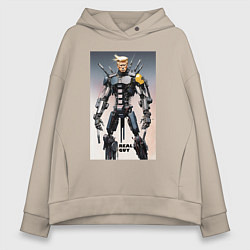 Женское худи оверсайз Cyber Trump is real guy - ai art