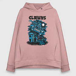 Женское худи оверсайз Ночной скелет скейтбордист