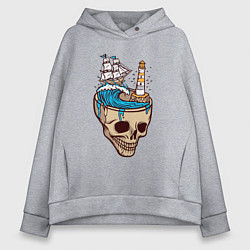Женское худи оверсайз Кораблик в черепе