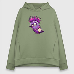 Женское худи оверсайз Голубь панк с ирокезом