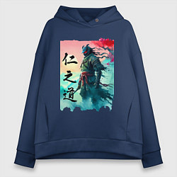 Женское худи оверсайз Japanese samurai - ghost of Tsushima sketch