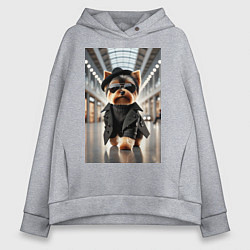 Женское худи оверсайз Йоркширский терьер на показе мод