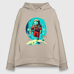 Женское худи оверсайз Космонавт на фоне луны