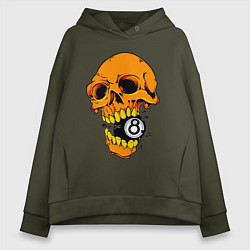 Женское худи оверсайз Череп и бильярдный шар 8