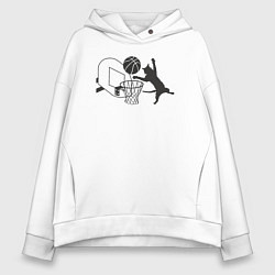 Женское худи оверсайз Баскетбольный кот