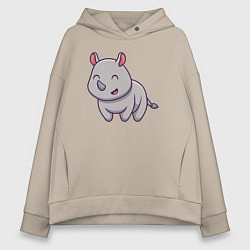 Женское худи оверсайз Весёлый носорог