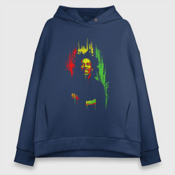 Толстовка оверсайз женская Bob Marley vibe, цвет: тёмно-синий
