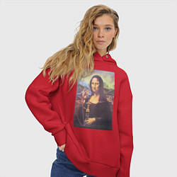Толстовка оверсайз женская Мона Лиза с кальяном, цвет: красный — фото 2