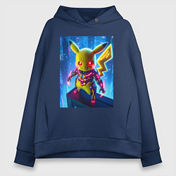 Женское худи оверсайз Neon Pikachu - cyberpunk horror