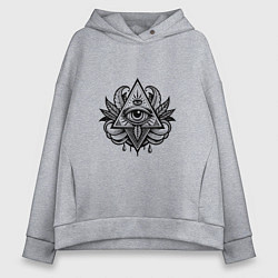 Женское худи оверсайз Всевидящее око - пирамида