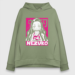 Толстовка оверсайз женская Клинок рассекающий демонов Незуко Nezuko, цвет: авокадо