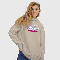 Толстовка оверсайз женская Lost records bloom and rage logo, цвет: миндальный — фото 2