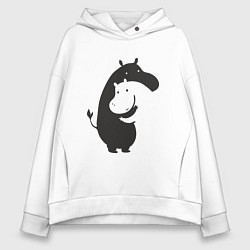 Женское худи оверсайз Инь Янь любовь - силуэты бегемотов