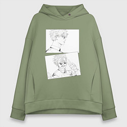 Женское худи оверсайз Эмоции Сатору Годжо - Магическая битва