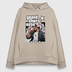 Толстовка оверсайз женская Темнокожий бандит из GTA 6, цвет: миндальный