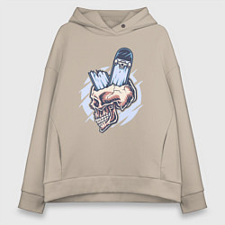 Женское худи оверсайз Broken skater skull