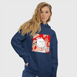 Толстовка оверсайз женская Измученный кот и руки, цвет: тёмно-синий — фото 2