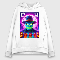 Толстовка оверсайз женская Minecraft and halloween collaboration - neon glow, цвет: белый