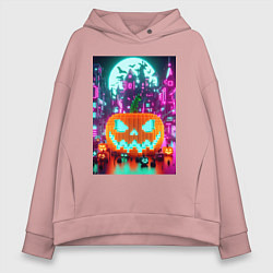 Толстовка оверсайз женская Halloween and Minecraft - pumpkin, цвет: пыльно-розовый