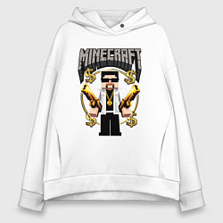 Женское худи оверсайз Стив из Майнкрафт с золотыми пистолетами