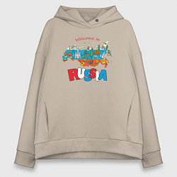 Женское худи оверсайз Добро пожаловать в Россию триколор