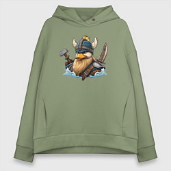 Женское худи оверсайз Утка воин викинг