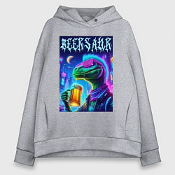 Женское худи оверсайз Пивозавр панк - неоновое свечение