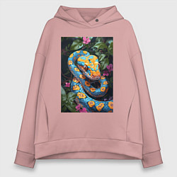 Женское худи оверсайз Змея в зелени