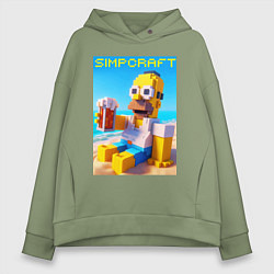 Женское худи оверсайз Minecraft and Simpsons collaboration - ai art