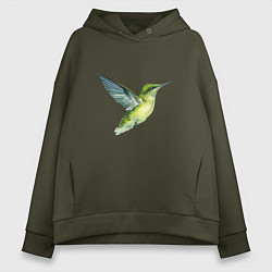 Женское худи оверсайз Колибри зелёная