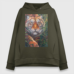 Женское худи оверсайз Охотящийся тигр