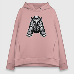 Женское худи оверсайз Злой носорог